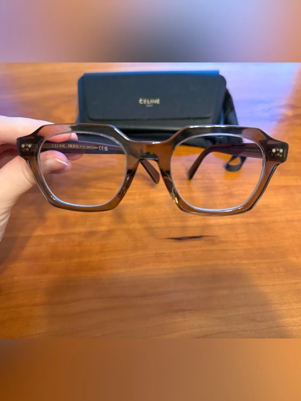 Celine Taupe Square Acetate Glasses cl50128i